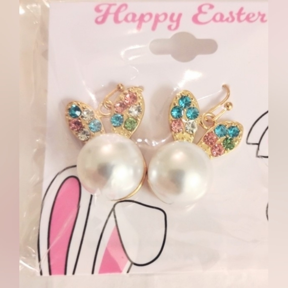 Gold and Multicolor Bunny Earrings